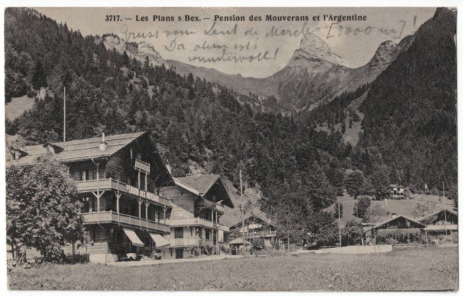Ansichtskarten: Les Plans sur Bex, Pension des Mouverans, circulée 1907 – Gebraucht aus Frauenfeld von POML