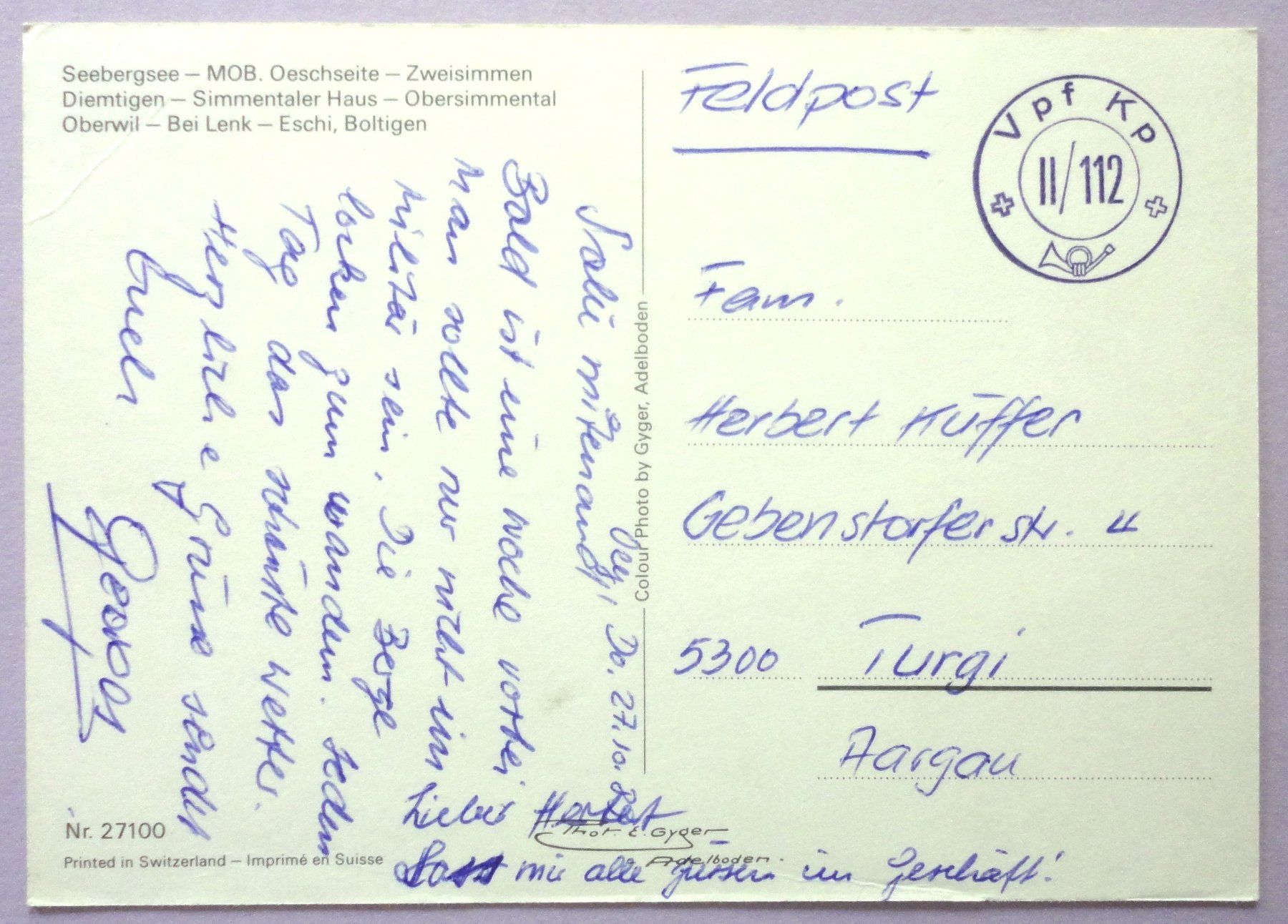 Cartes postales: Grüsse aus dem Simmental – Défectueux à Fétigny par Billy2miny 1