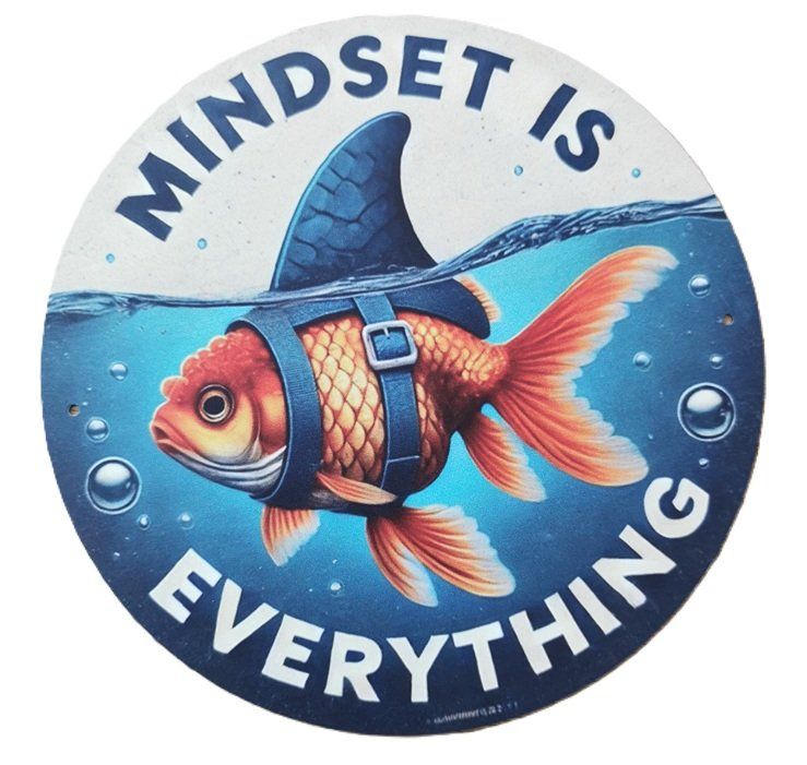 Schilder: MINDSET IS EVERYTHING - Blechschild  (neu/OVP) – Neu und originalverpackt aus Wilen b. Wollerau von morethanmusic