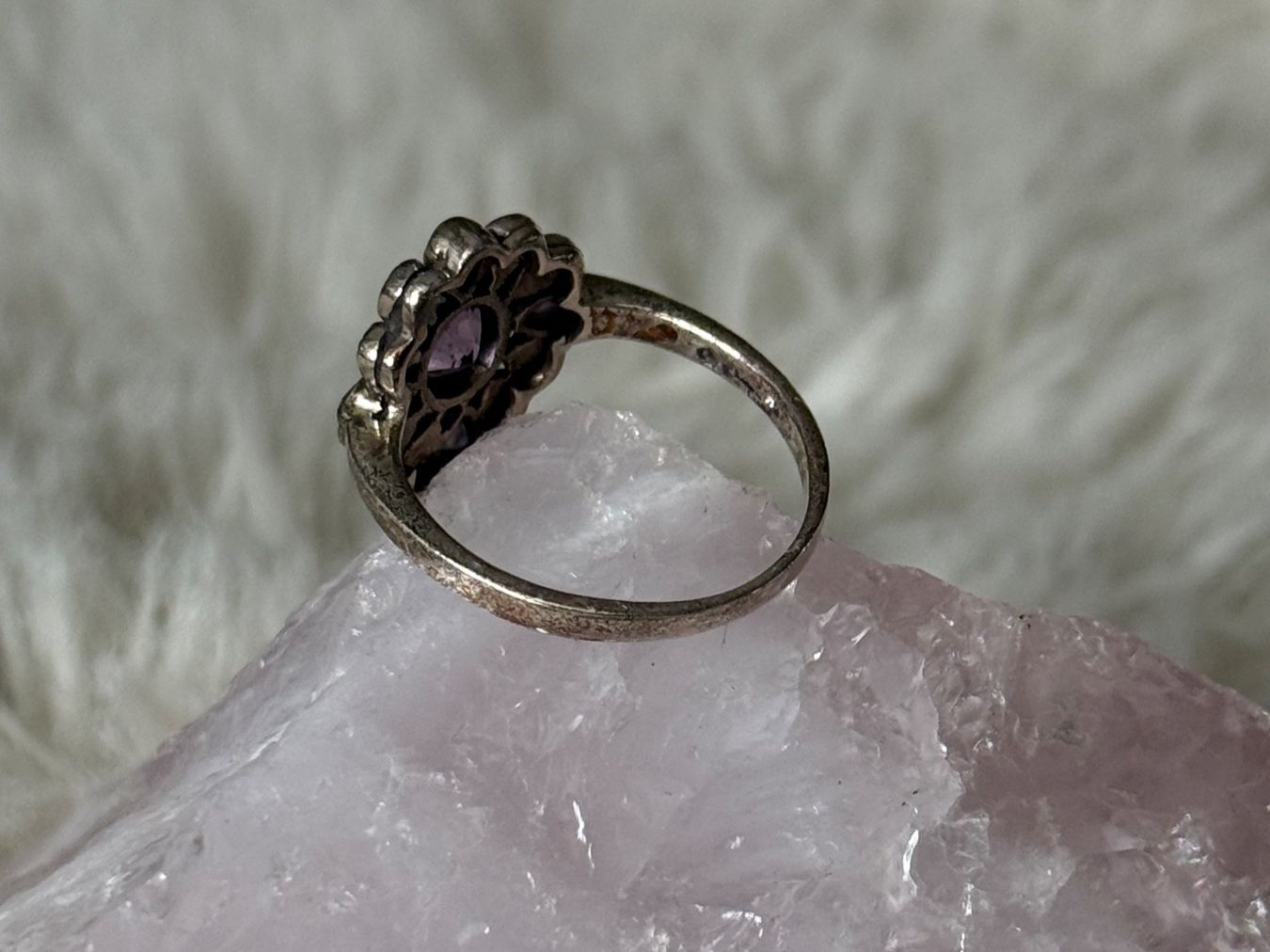 Anelli: Vintage Silberring 925 mit lila Stein – Usato da Istighofen venduto da Ringparadies 2