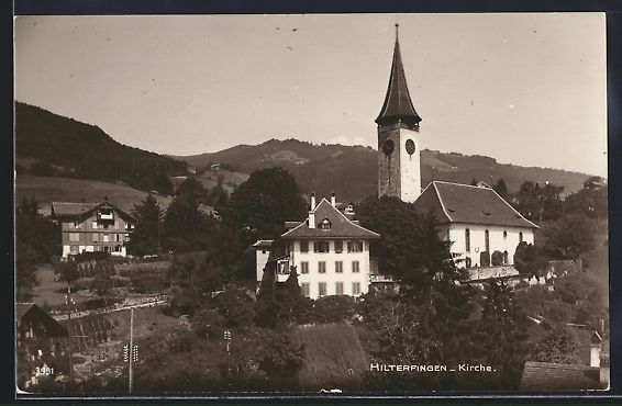 Cartoline postali: AK Hilterfingen, Blick auf die Kirche – Usato da Berlin venduto da bartko-reher
