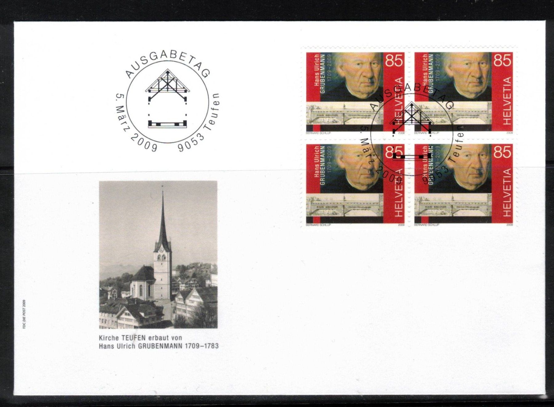 Tous les timbres: 2009  FDC  4er Grubenmann aus ABO – Neuf (Voir description) à Rheinau par loxis
