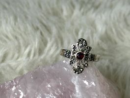 Vintage Silberring 925 mit rotem Stein