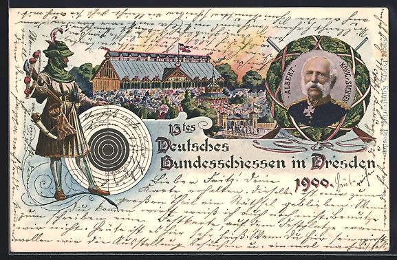 Cartoline postali: Litho Dresden, 13tes Deutsches Bundessch – Usato da Berlin venduto da bartko-reher
