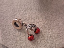 Silber Charm Kirschen rot +Garantie