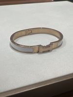 Hermès Clic H Bracelet White & Rose Gold