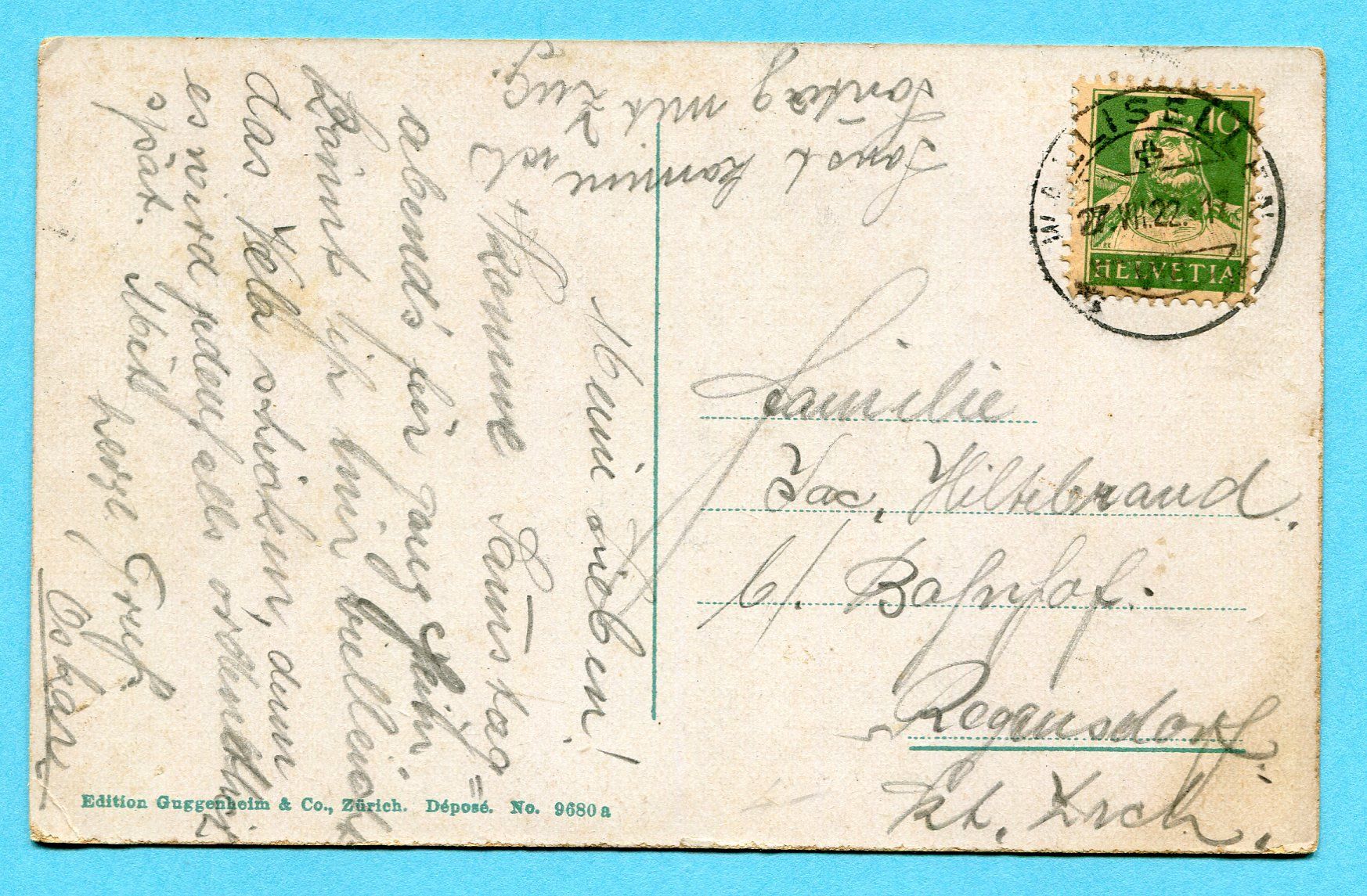 Cartoline postali: Wallisellen 1922 – Usato da Opfikon venduto da Prophila 1