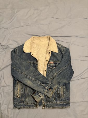 Veste vintage en jean doublée polaire taille M