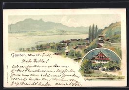 Litho Gunten, Gut Ralligen, Panorama aus