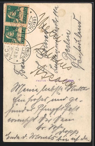 Cartes postales: AK Ascona, Ausblick von einem Restaurant – D'occasion à Berlin par bartko-reher 1