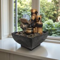 Eleganter LED-Zimmerbrunnen mit Glaskugel  & Wasserspiel