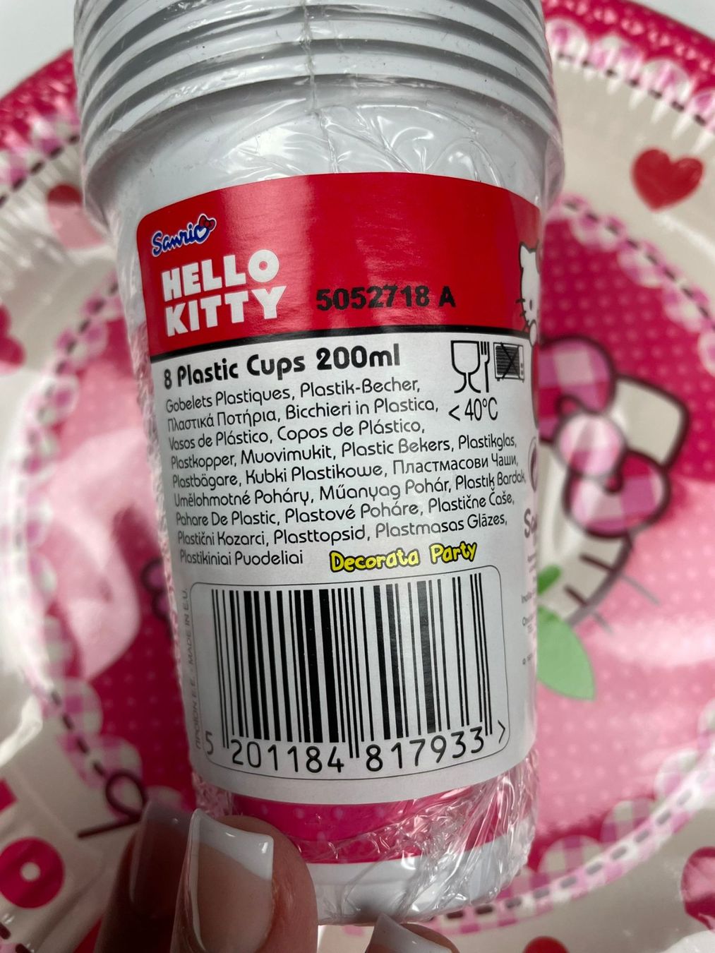 Hello Kitty Set di piatti: Hello Kitty Party-Set mit Becher und Teller – Nuovo e nell'imballaggio originale da Wängi venduto da LiqKojote 2
