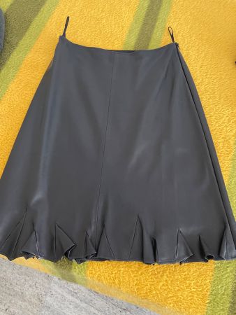 Jil Sander Lederrock schwarz mit Volants gebraucht