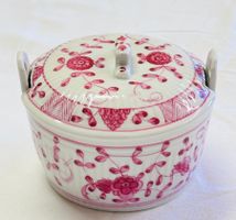 Antike Porzellan-Deckeldose “Purpur Indian Flowers”, um 1900