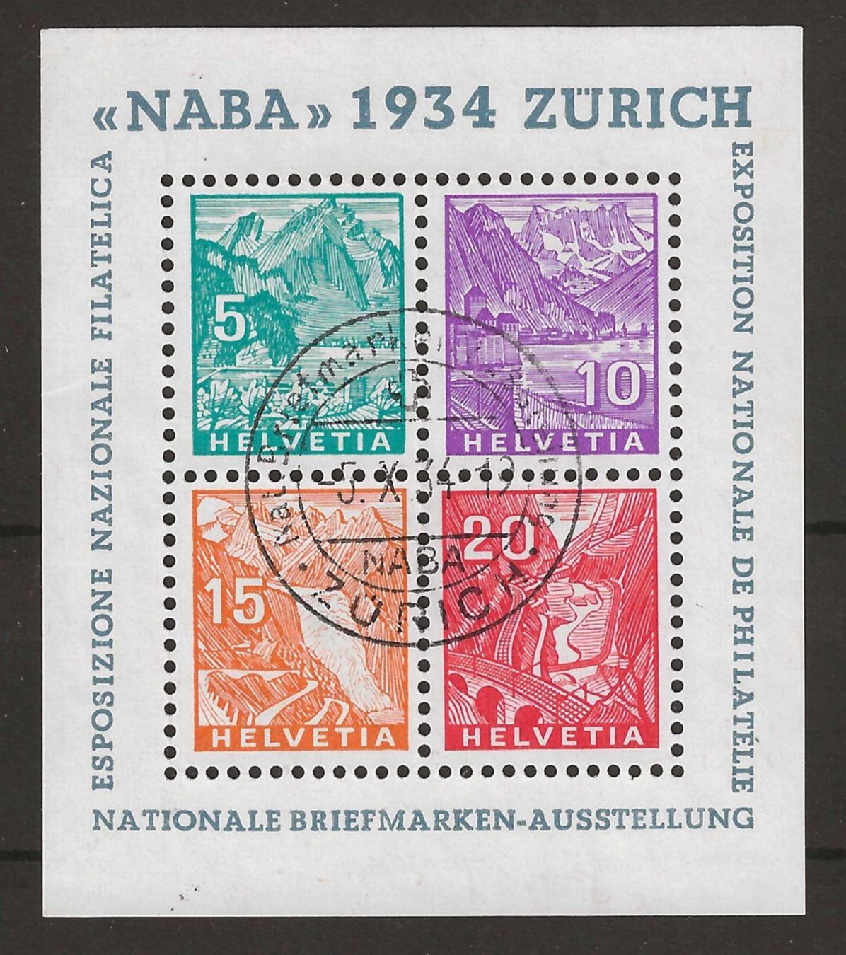 Tutti i francobolli: 1934 : NABA Block W1 – Usato da Gümligen venduto da Geniusbuy