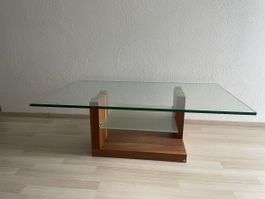 Sofatisch aus Holz + Glas