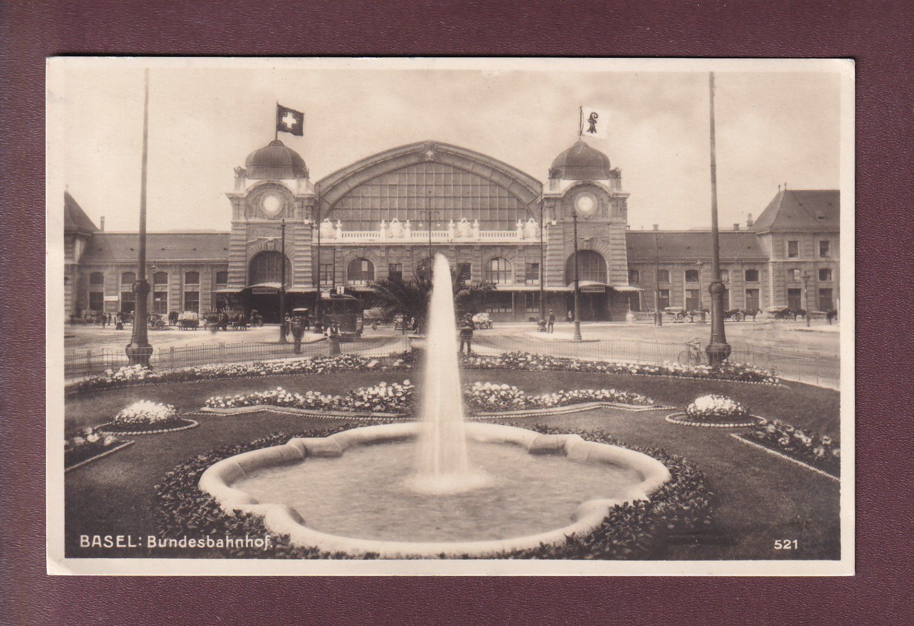 Cartoline postali: BASEL - Bundesbahnhof - Tram - 1926 – Usato da Pully venduto da nicecards
