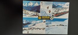 Vintage Sedrun-AK, Bahn, Graubünden, Winter dat.1983