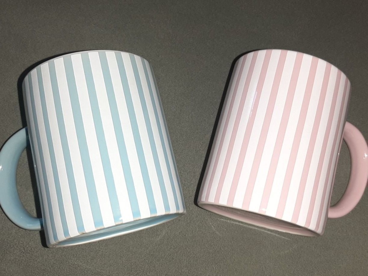 Tazze: ER UND SIE KAFFEE BECHER GESTREIFT ROSA BLAU – Nuovo (secondo la descrizione) da spreitenbach venduto da lumbalplatte 2