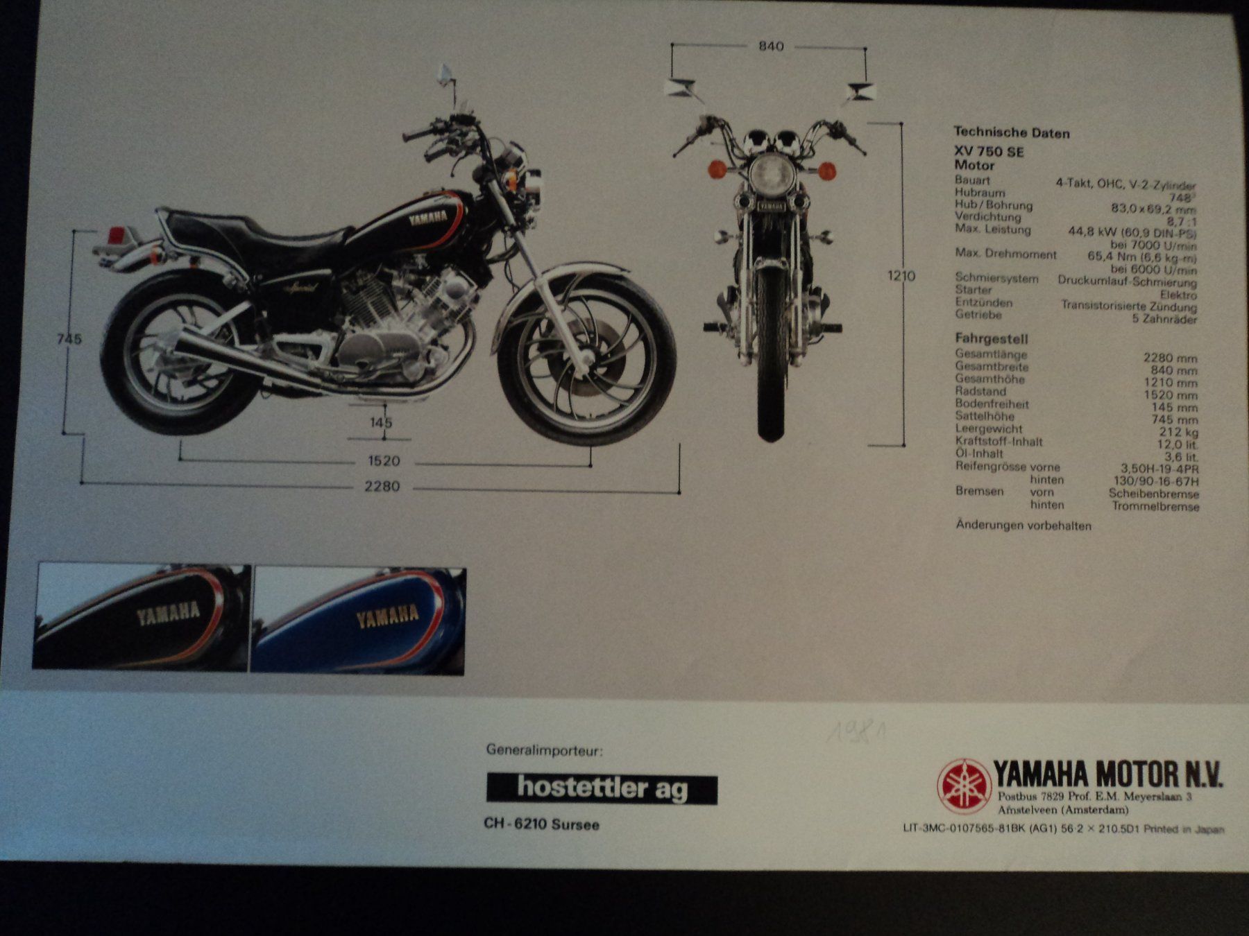 Documenti: Prospekt Yamaha XV750SE 1981 – Usato da Schwarzenburg venduto da modelCARama 2