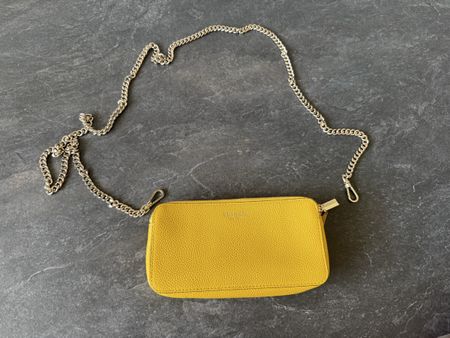 Kate Spade Clutch Yellow Leather Chain Strap Used