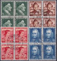 1941, J97-J100 Viererblöcke mit Stempel ZÜRICH Kat: 88.-