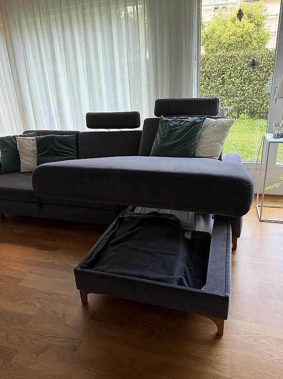 Sofas: Ecksofa mit Schlaffunktion und Bettkasten, grau – D'occasion à Igis par Eva_gemella 2