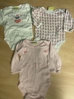 3 Mädchen Bodys Langarm Set rosa und weiss Ge.62/68
