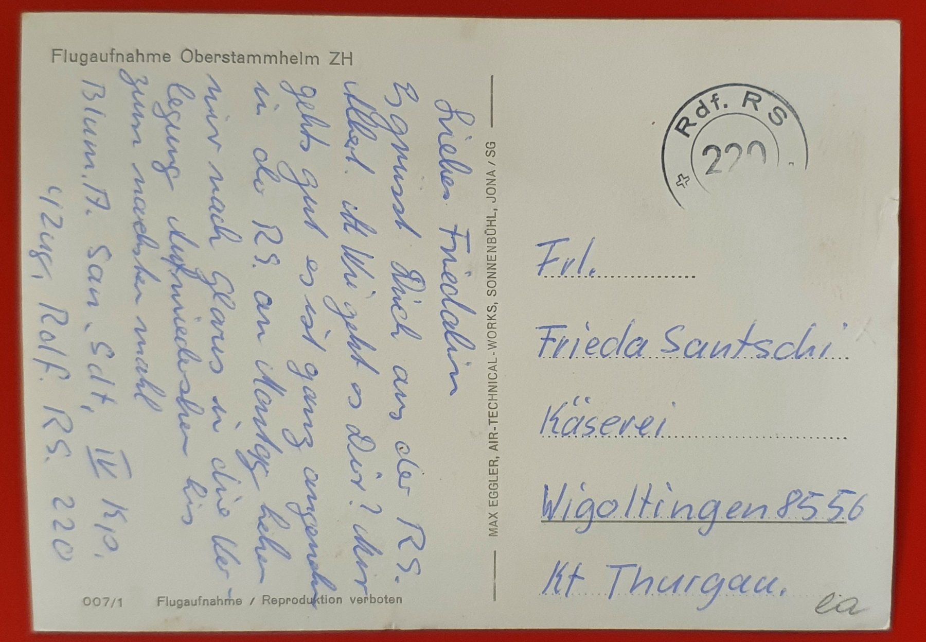 Ansichtskarten: Flugaufnahme Oberstammheim – Gebraucht aus Kreuzlingen von Rschweiz1 1