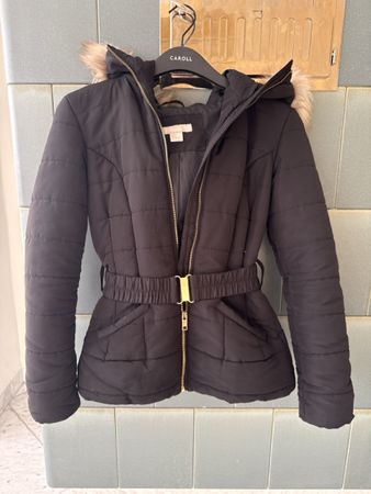 H&M Winter Jacke mit Kapuze, Grösse 38, Schwarz