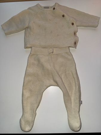 Ensemble bébé tricoté crème taille 56 NEUF 