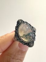 Selten! 100 % echter Moosachat-Ring – Edelsteinring