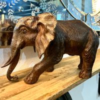 ANTIKE GROSSE ELEFANT SKULPTUR BRONZEGUSS FRANKREICH, 4921GR