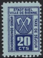 20 CTS. Fiskalmarke von der Gemeinde BIEL / BIENNE