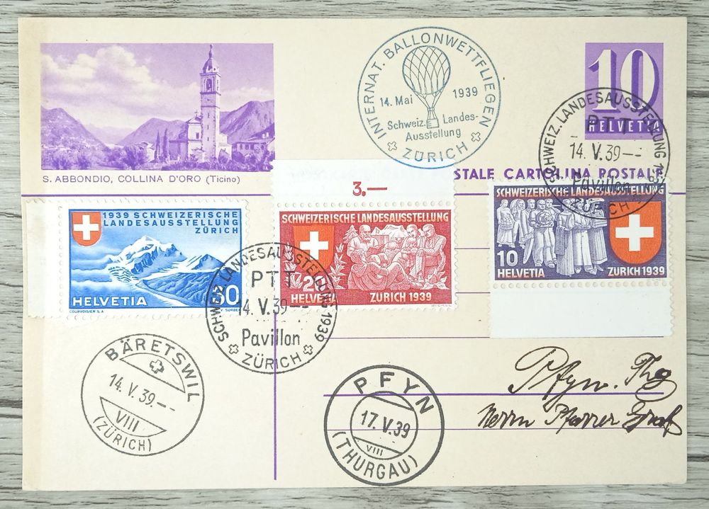 TR09 Carte Postale + Timbre Suisse 1939 (Gebraucht) in Cousset für CHF ...