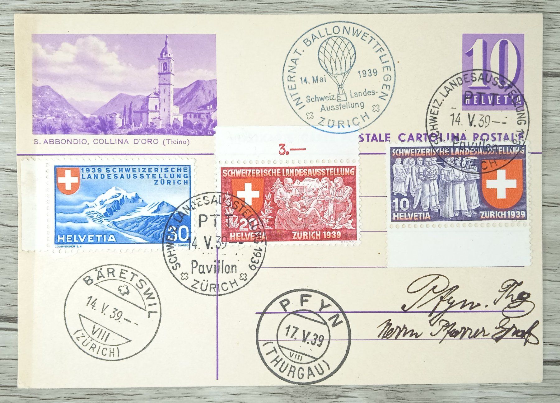 Tutti i francobolli: TR09 Carte Postale + Timbre Suisse 1939 – Usato da Cousset venduto da Patrick_Collections