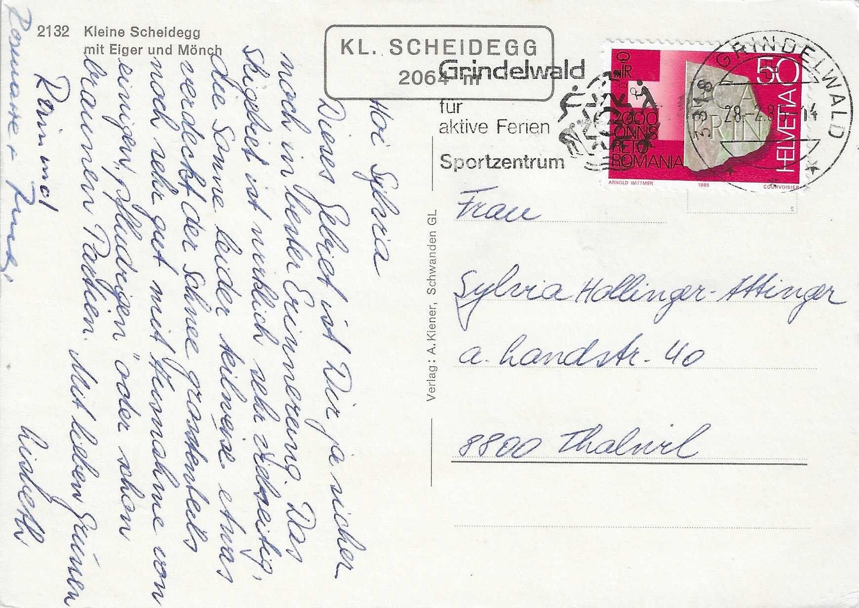 Cartoline postali: Kleine Scheidegg mit Eiger und Mönch BE – Usato da Rothrist venduto da Stranglehold 1