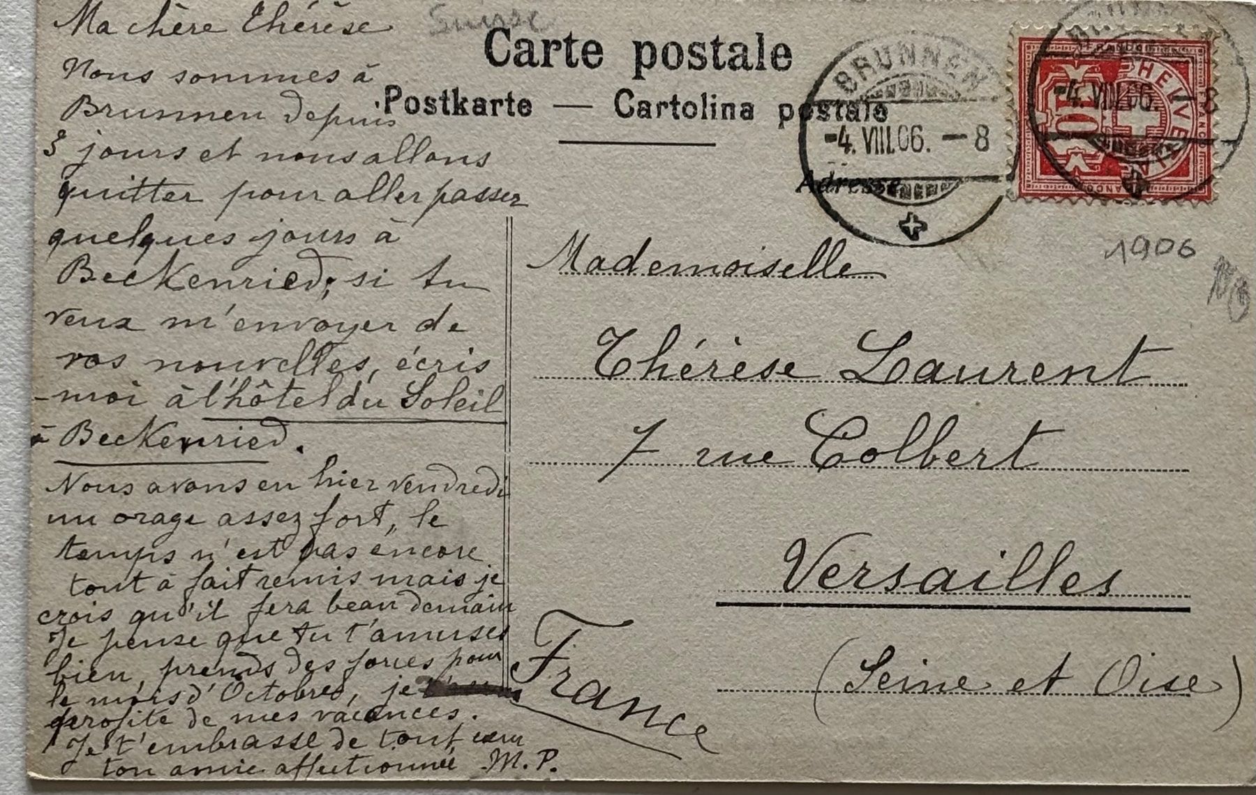 Cartoline postali: Brunnen, Urnersee, 1906 – Usato da Frauenfeld venduto da Merk52 1