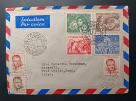 TSCHECHOSLOWAKEI LUFTPOST IN DIE U.S.A 1950 (Sonderstempel)