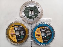 Diamanttrennscheiben, alle 125 mm, 3er Set