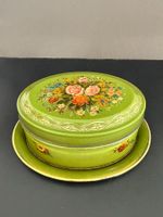 Vintage Keksdose mit Blumenmuster, inkl. Unterteller