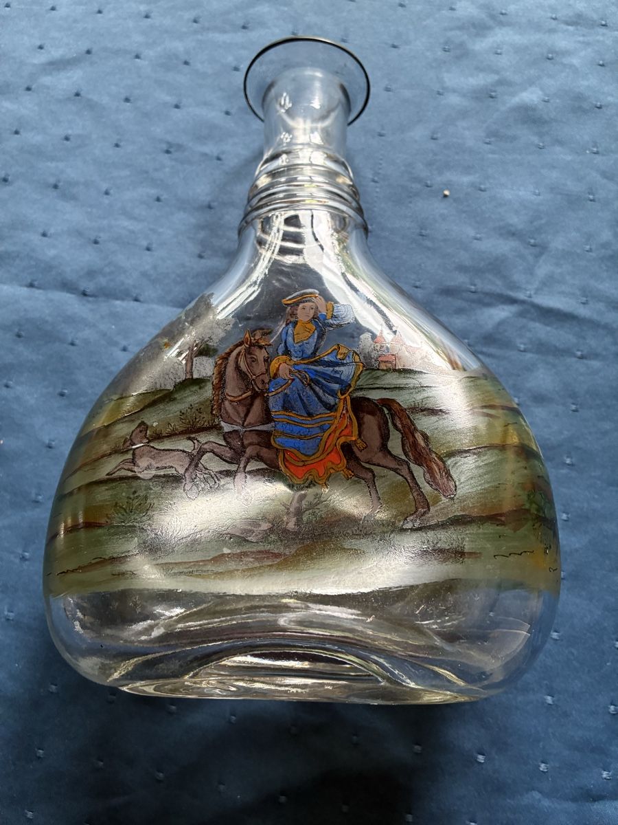 Caraffe: Antike Schnapsflasche mit 4 Gläschen und kleiner Flasche – Usato da Dornach venduto da Rosengarten 5