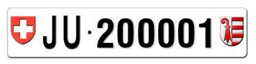 Ecriteaux: Plaques auto JU 200001 – Neuf avec emballage d'origine à Delémont par OVJ