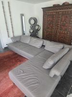 Ecksofa Leder grau mit Hocker gebraucht