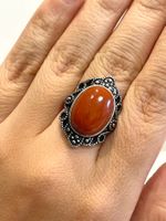 100 % echter roter Achat-Ring – Vintage-Edelsteinring