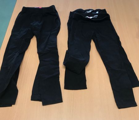 5x schwarz Leggings Gr. 110bis122, 1x grau 128