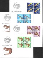 4 FDC Pro Juventute 1996 Serie Viererblöcke ET 26.11.1996