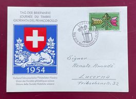 Karten zum Tag der Briefmarke 1954 und 1955