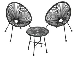 Balkonmöbel Gartenmöbel Set 3-teilig Acapulco Schwarz ALUNA