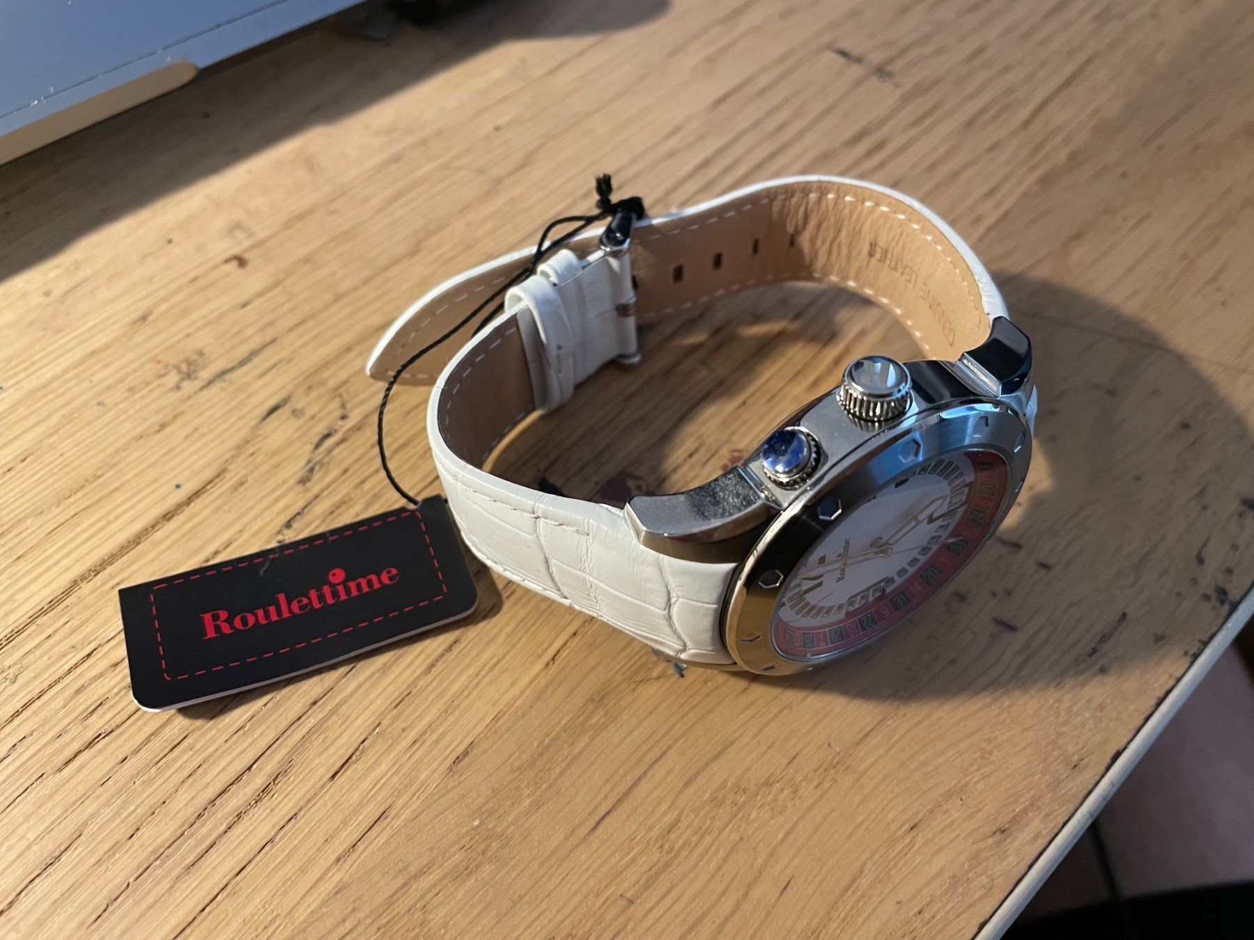 Orologi: Roulettime (White Leather Strap) – Nuovo e nell'imballaggio originale da Chiasso venduto da Er_Mon 2